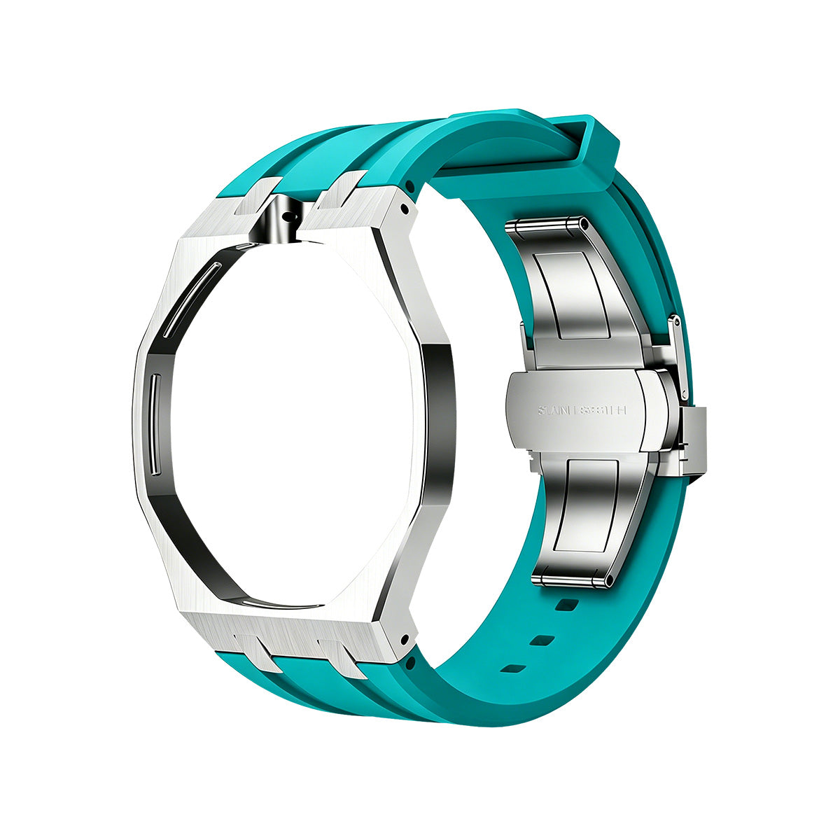 Oak Pop Sky Blue Steel Silicone Strap