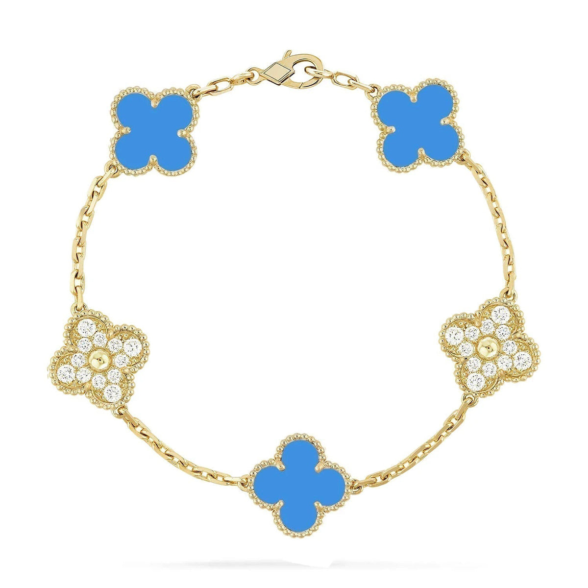 [Elowen Jewels] CLOVER 5 MOTIF BLUE AGATE BRACELET COLLECTION