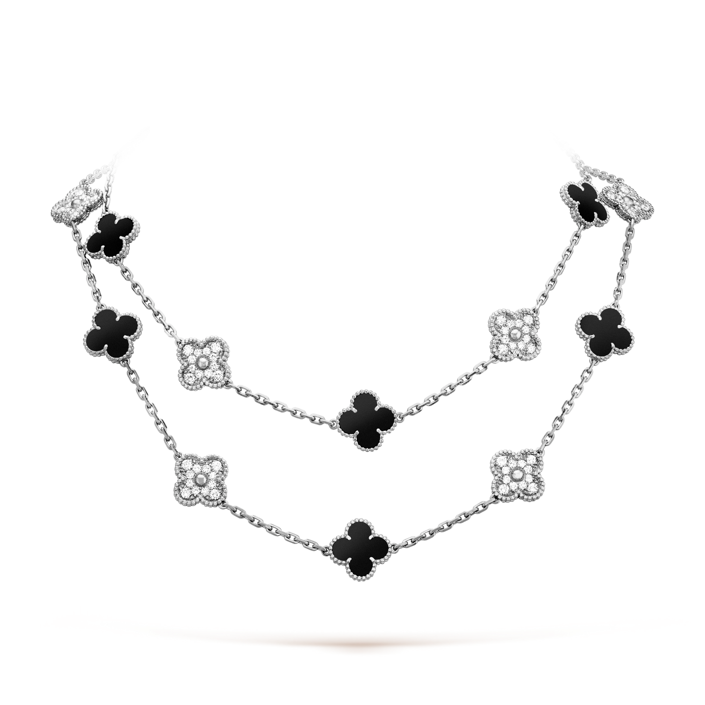 [Elowen Jewels]CLOVER 20 MOTIFS ONYX DIAMOND SILVER