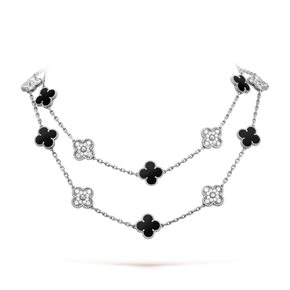 [Elowen Jewels]CLOVER 20 MOTIFS ONYX DIAMOND SILVER