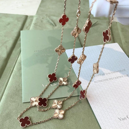 [Elowen Jewels]CLOVER 20 MOTIFS LASER CARNELIAN NECKLACE