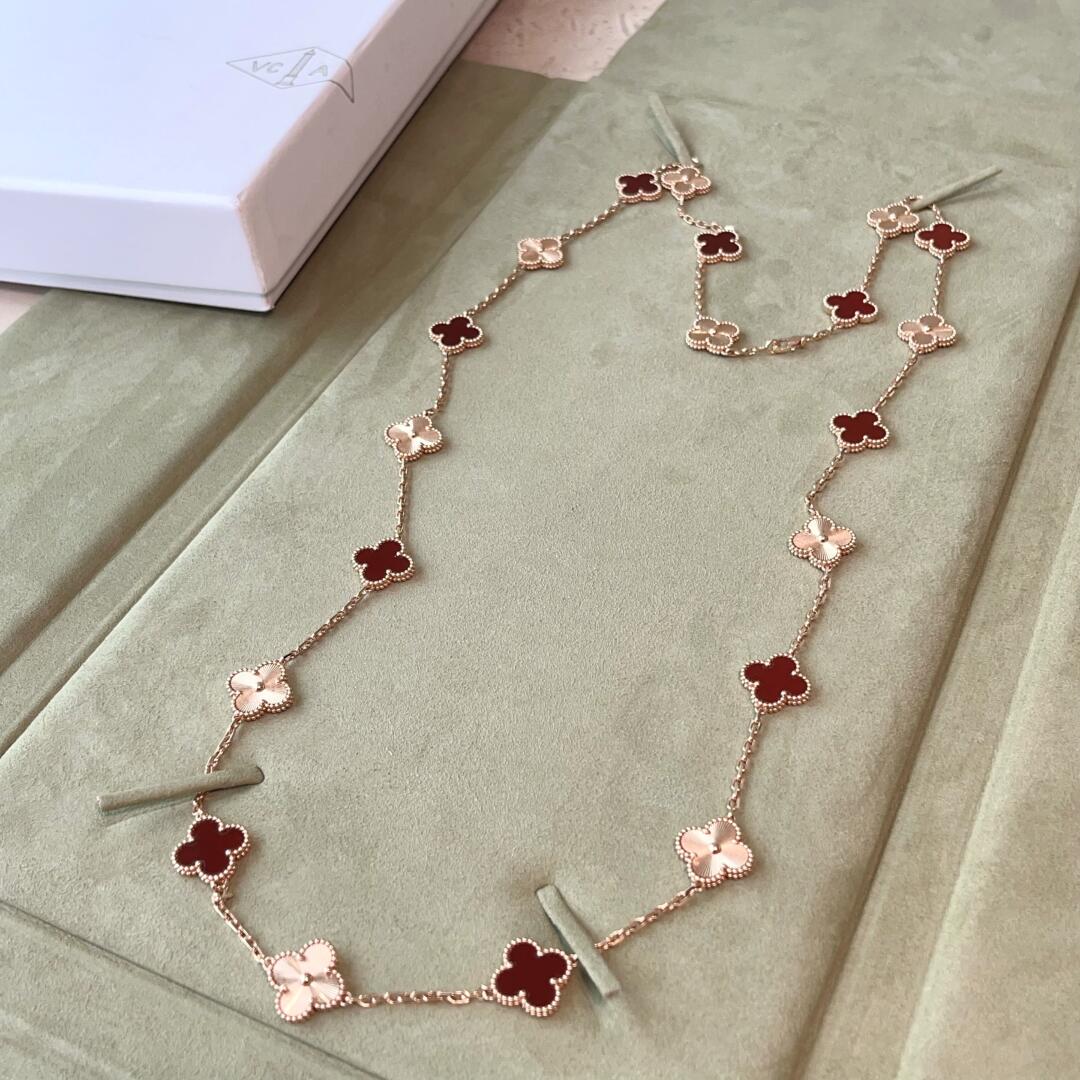 [Elowen Jewels]CLOVER 20 MOTIFS LASER CARNELIAN NECKLACE