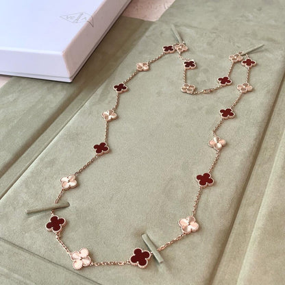 [Elowen Jewels]CLOVER 20 MOTIFS LASER CARNELIAN NECKLACE