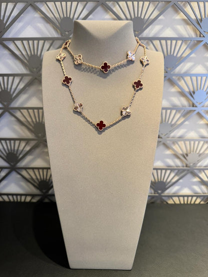 [Elowen Jewels]CLOVER 20 MOTIFS LASER CARNELIAN NECKLACE