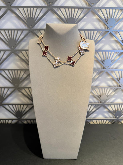 [Elowen Jewels]CLOVER 20 MOTIFS LASER CARNELIAN NECKLACE