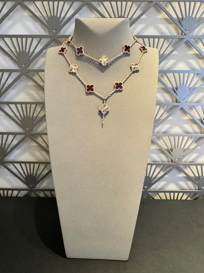 [Elowen Jewels]CLOVER 20 MOTIFS LASER CARNELIAN NECKLACE