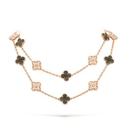 [Elowen Jewels]CLOVER 20 MOTIFS DARK MOP DIAMOND  NECKLACE