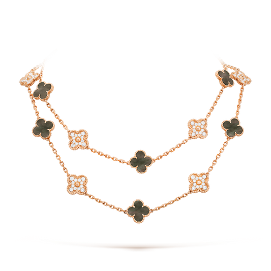 [Elowen Jewels]CLOVER 20 MOTIFS DARK MOP DIAMOND  NECKLACE