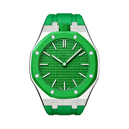 Oak Pop Green Steel Silicone Strap