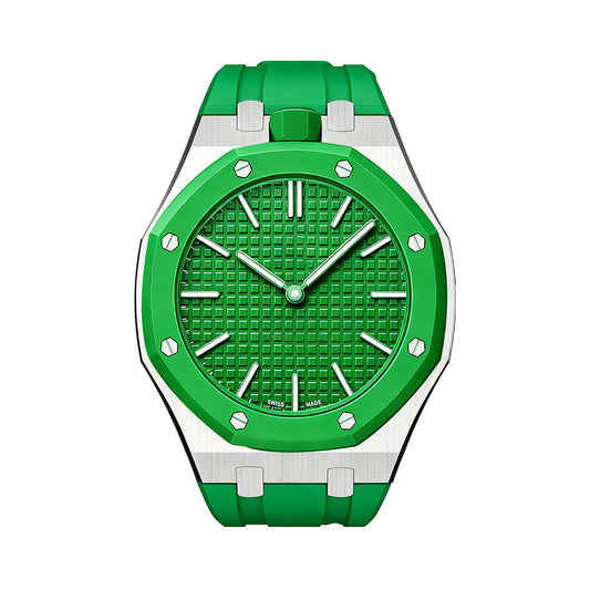 Oak Pop Green Steel Silicone Strap