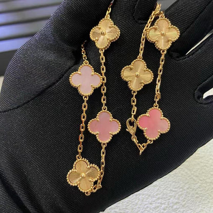 [Elowen Jewels]CLOVER 10 MOTIFS  LASER PINK MOP NECKLACE