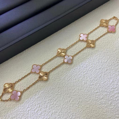 [Elowen Jewels]CLOVER 10 MOTIFS  LASER PINK MOP NECKLACE