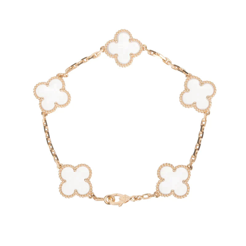 [Elowen Jewels]CLOVER 5 MOTIF ROCK CRYSTAL BRACELET