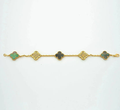 [Elowen Jewels] CLOVER 5 MOTIF GRAY MOP BRACELET COLLECTION