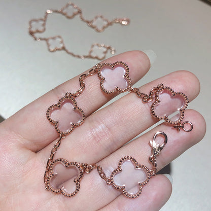 [Elowen Jewels]CLOVER 5 MOTIF ROCK CRYSTAL BRACELET