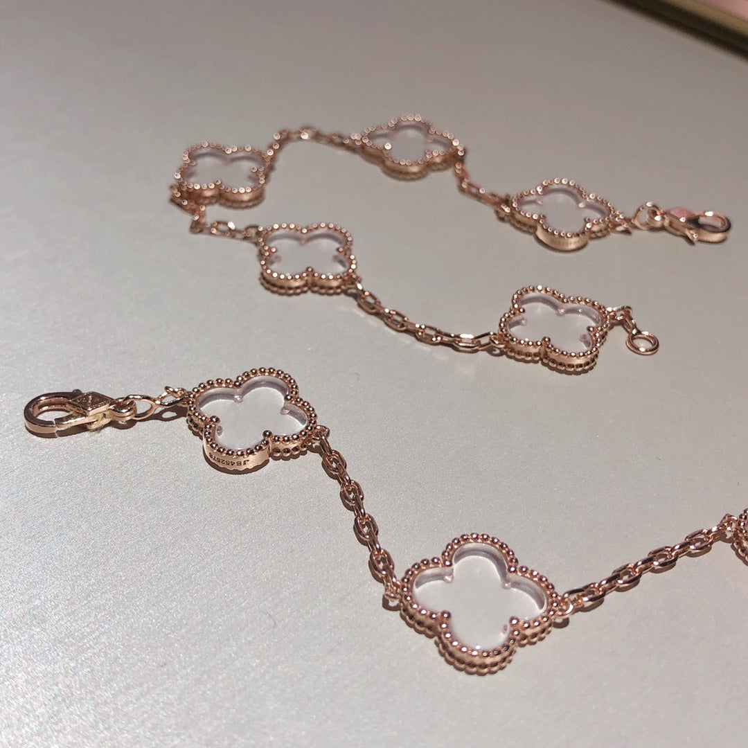 [Elowen Jewels]CLOVER 5 MOTIF ROCK CRYSTAL BRACELET