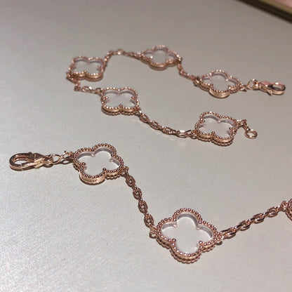 [Elowen Jewels]CLOVER 5 MOTIF ROCK CRYSTAL BRACELET