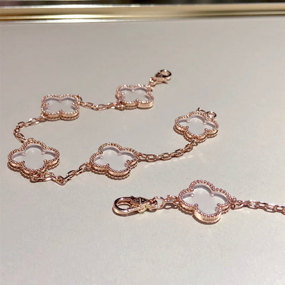 [Elowen Jewels]CLOVER 5 MOTIF ROCK CRYSTAL BRACELET