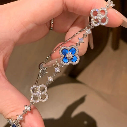 [Elowen Jewels]CLOVER 5 MOTIF PINK BLUE RED WHITE BRACELET