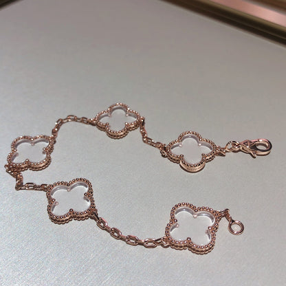 [Elowen Jewels]CLOVER 5 MOTIF ROCK CRYSTAL BRACELET