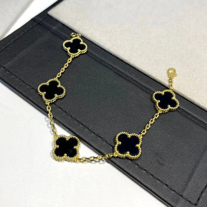 [Elowen Jewels] CLOVER 5 MOTIF ONYXS BRACELET COLLECTION
