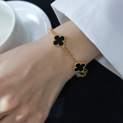 [Elowen Jewels] CLOVER 5 MOTIF ONYXS BRACELET COLLECTION