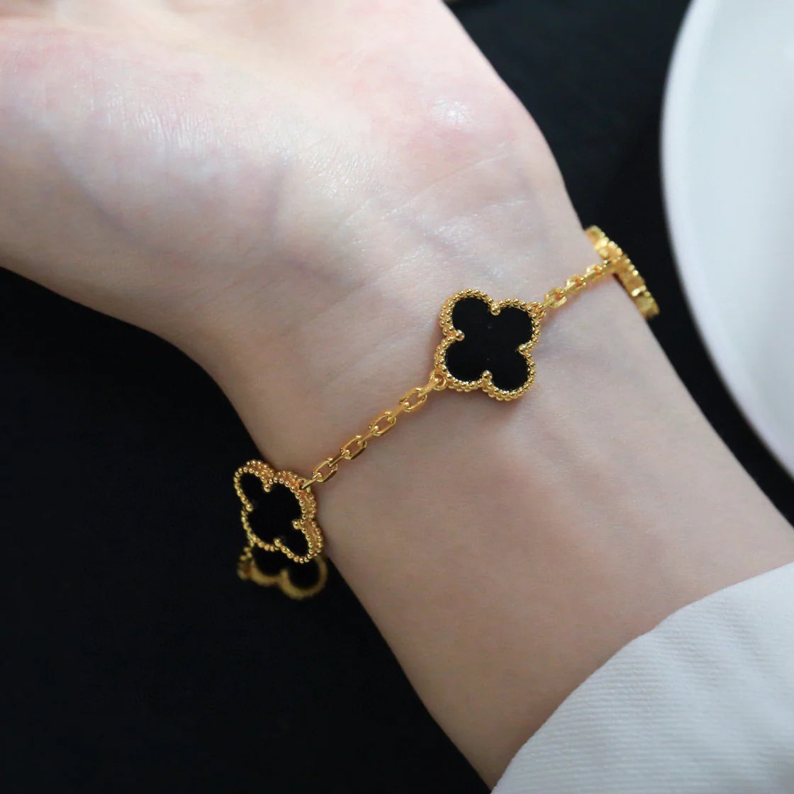 [Elowen Jewels] CLOVER 5 MOTIF ONYXS BRACELET COLLECTION