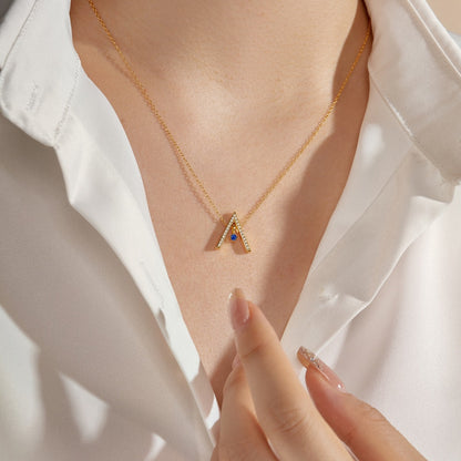 [Elowen Jewels]Sparkling "A" Shape Necklace