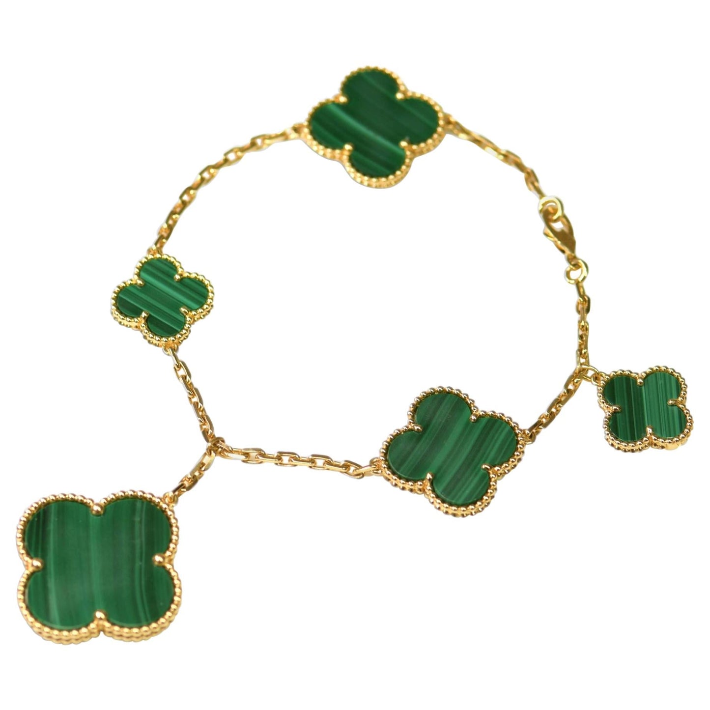 [Elowen Jewels]MAGIC CLOVER MALACHITE GOLD BRACELET 5 MOTIFS
