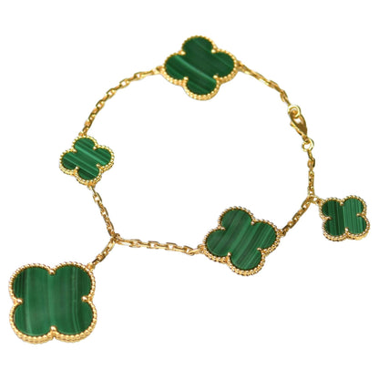 [Elowen Jewels]MAGIC CLOVER MALACHITE GOLD BRACELET 5 MOTIFS