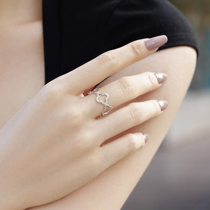 [Elowen Jewels]Hollow Design Four-Leaf Clover Flower Shape Ring