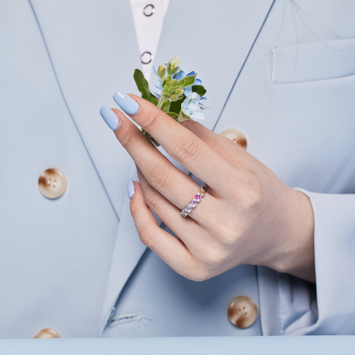 [Elowen Jewels]Delicate Vibrant Emerald Cut Daily Ring