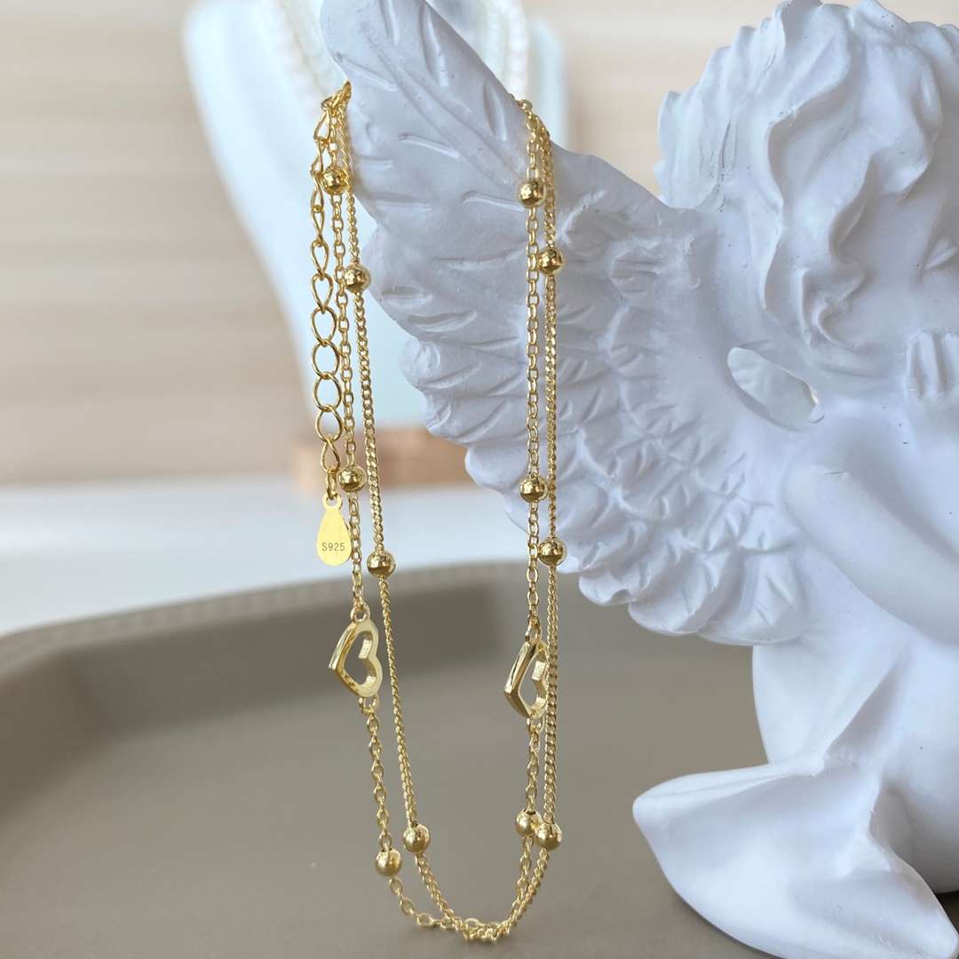 [Elowen Jewels]Dainty Double Layer Love Heart Bracelet