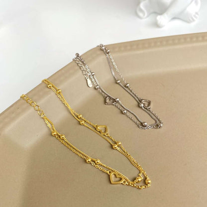 [Elowen Jewels]Dainty Double Layer Love Heart Bracelet