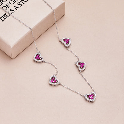 [Elowen Jewels]Sparkling Five Heart Necklace