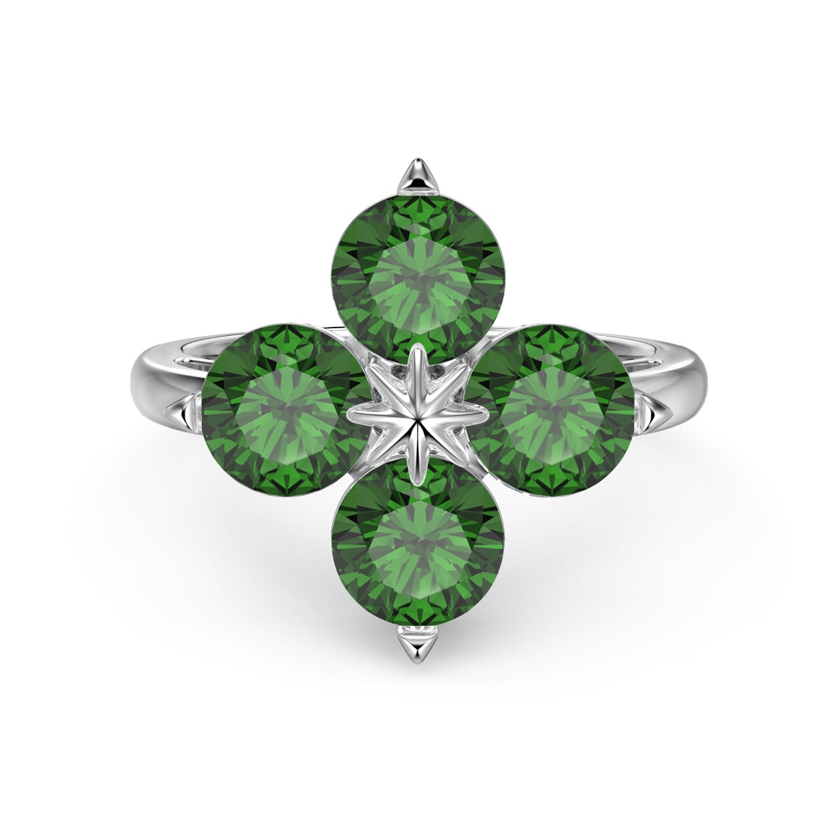 [Elowen Jewels]Four-Leaf Clover Eight-Pointed Star Ring