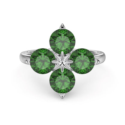 [Elowen Jewels]Four-Leaf Clover Eight-Pointed Star Ring