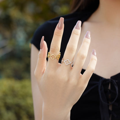 [Elowen Jewels]Hollow Design Four-Leaf Clover Flower Shape Ring