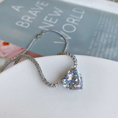 [Elowen Jewels]8.0 Carat Versatile Colorful Sweet Heart-Shaped Tennis Necklace