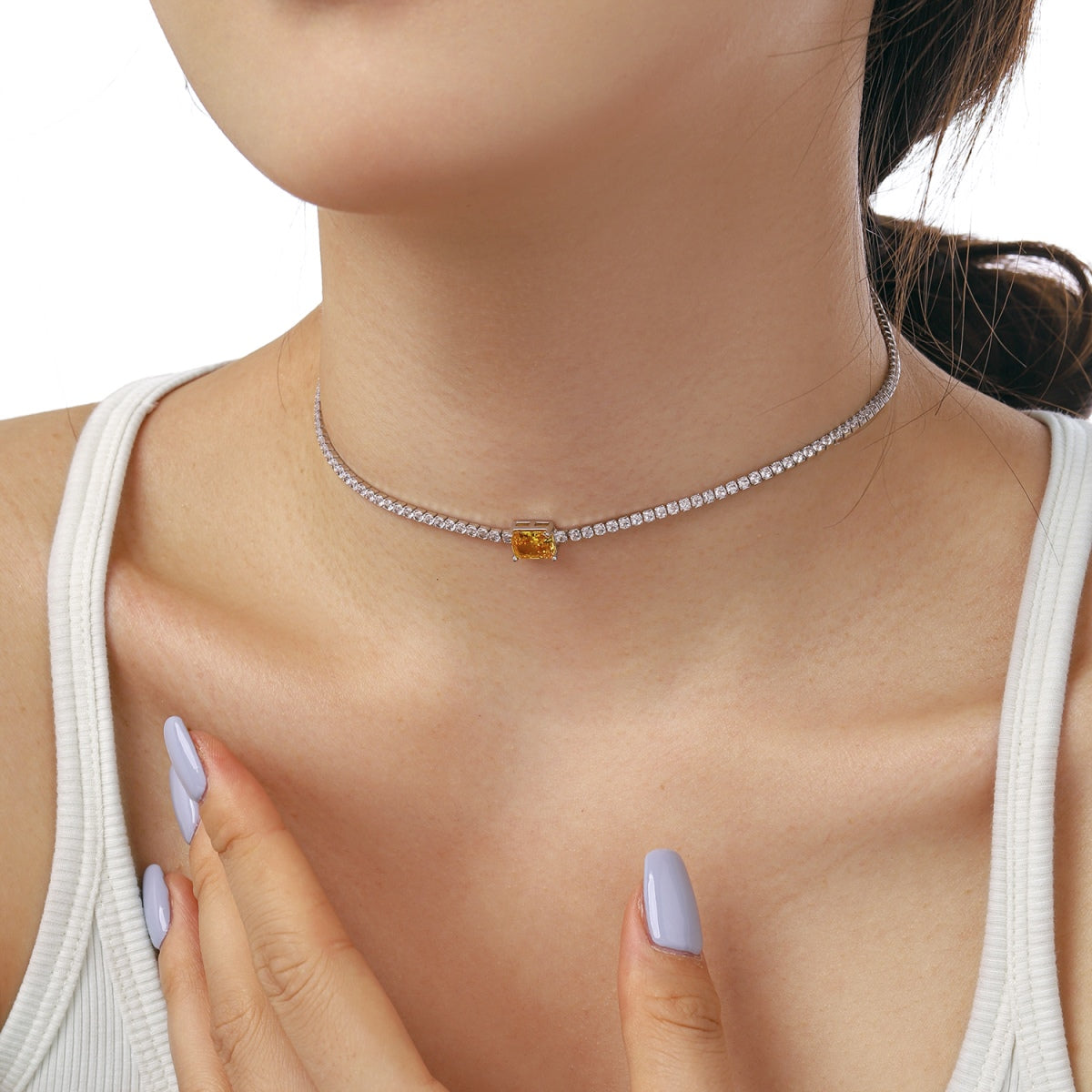 [Elowen Jewels]2.0 carat Ornate Emerald Cut Necklace