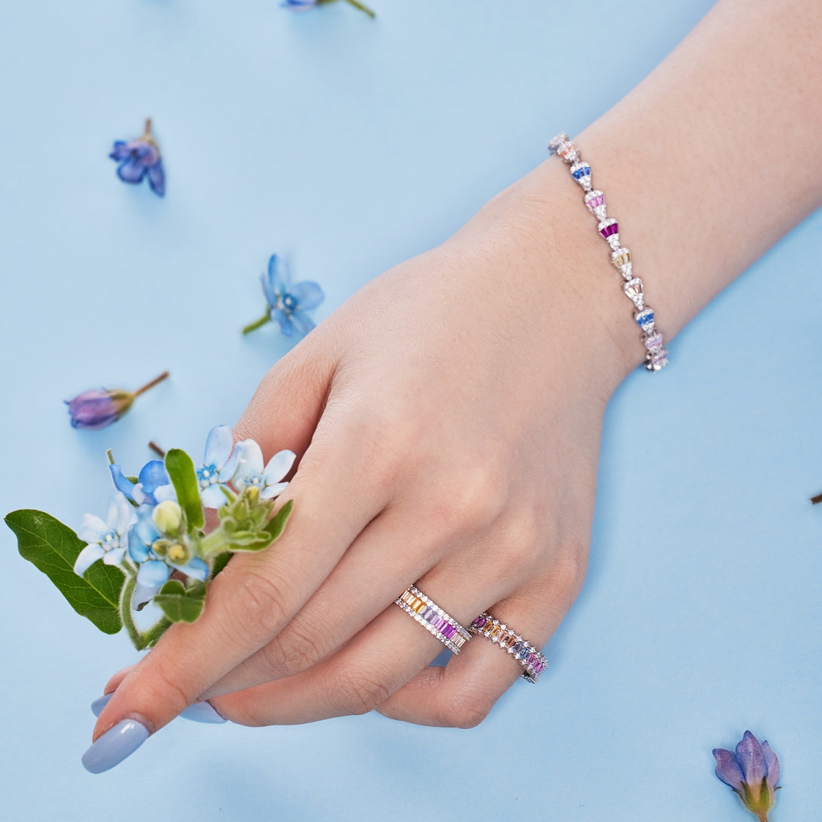 [Elowen Jewels]Dainty Kaleidoscopic Emerald Cut Daily Ring