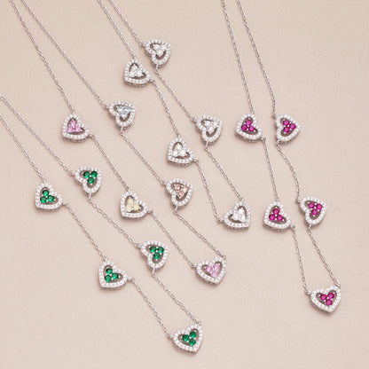 [Elowen Jewels]Sparkling Five Heart Necklace
