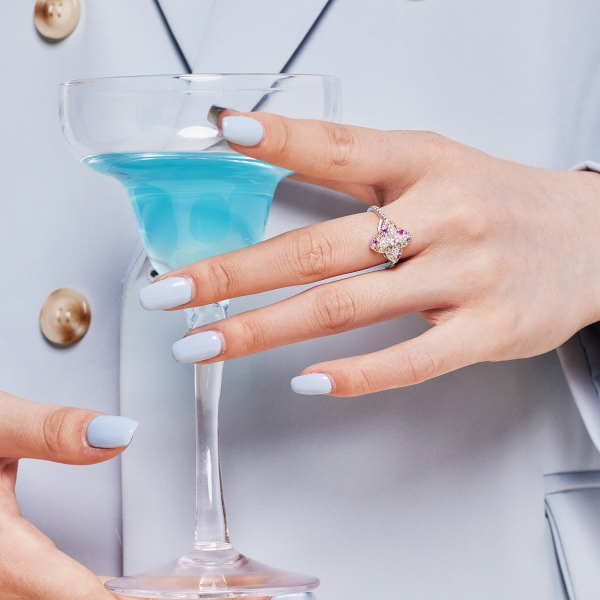 [Elowen Jewels]Luxurious Colorful Flower Shape Banquet Ring