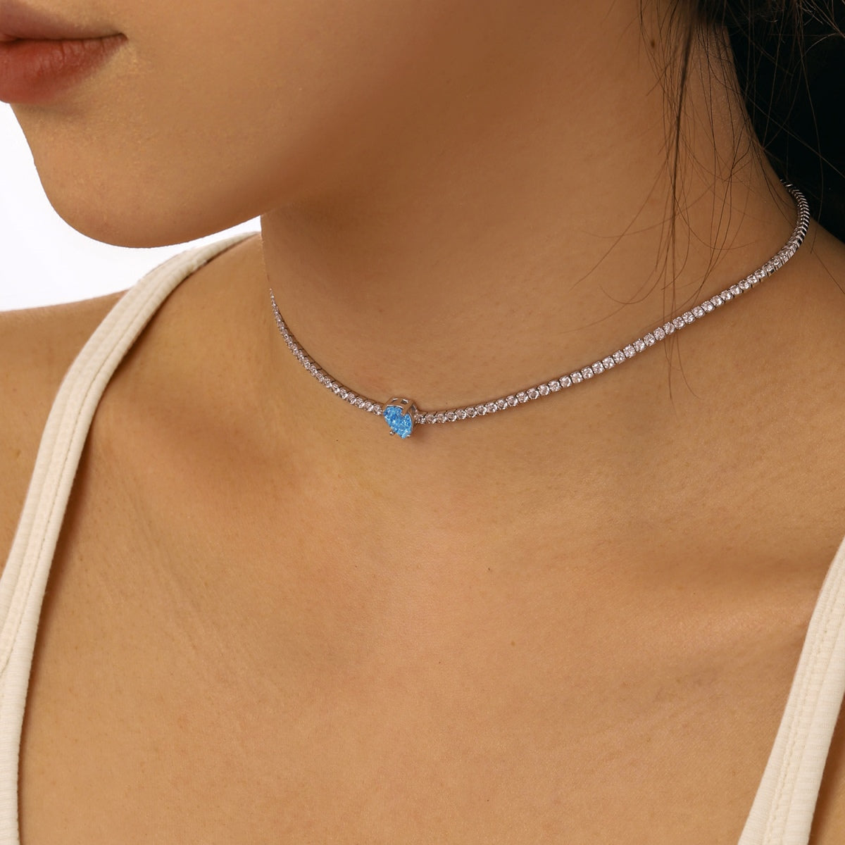 [Elowen Jewels]1.0 carat Unique Pear Cut Tennis Necklace