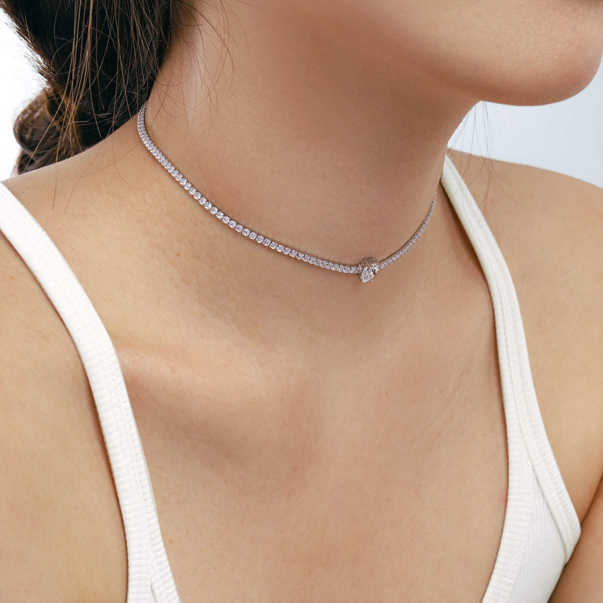 [Elowen Jewels]1.0 carat Unique Pear Cut Tennis Necklace