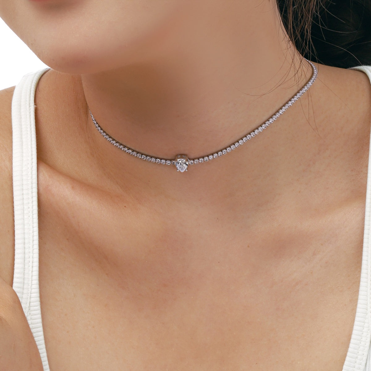 [Elowen Jewels]1.0 carat Unique Pear Cut Tennis Necklace