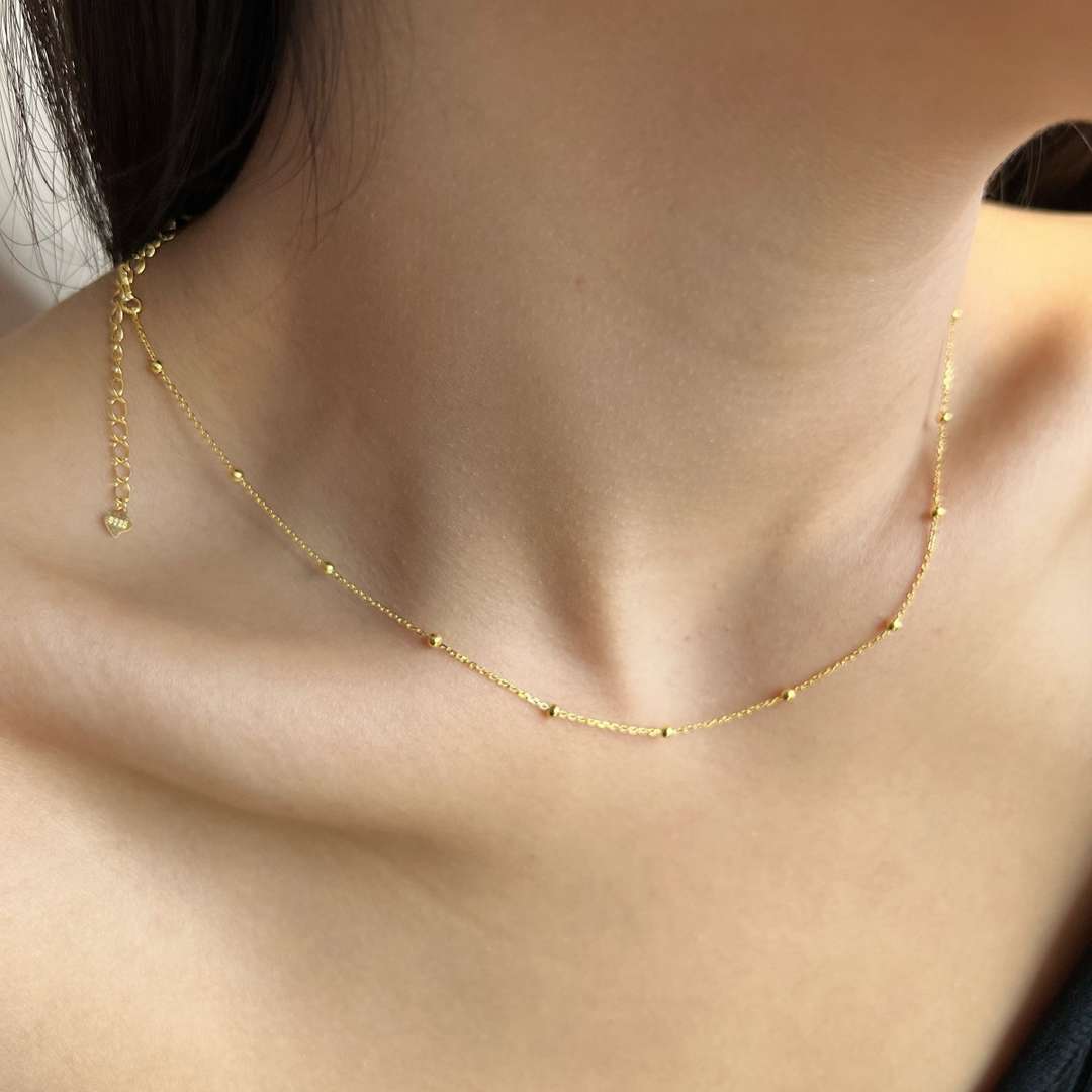 [Elowen Jewels]Small Bead Clavicle Chain Simple Necklace