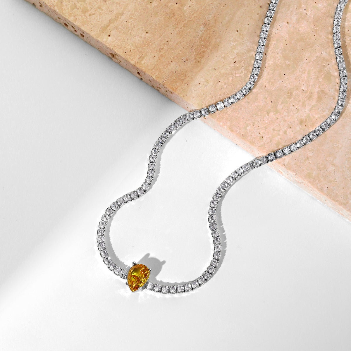 [Elowen Jewels]1.0 carat Unique Pear Cut Tennis Necklace