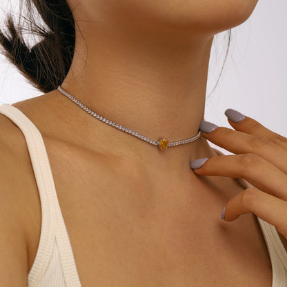 [Elowen Jewels]1.0 carat Unique Pear Cut Tennis Necklace
