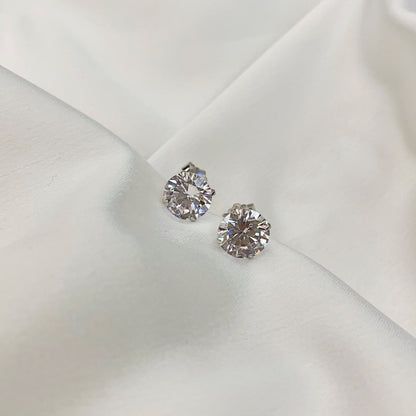 [Elowen Jewels]Stylish Shiny Round Center Stone Stud Earrings